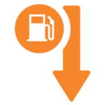 Icon of a gas pump next to an arrow pointing down