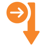 Icon of smaller arrow poiting to the right next to a larger arrow pointing down