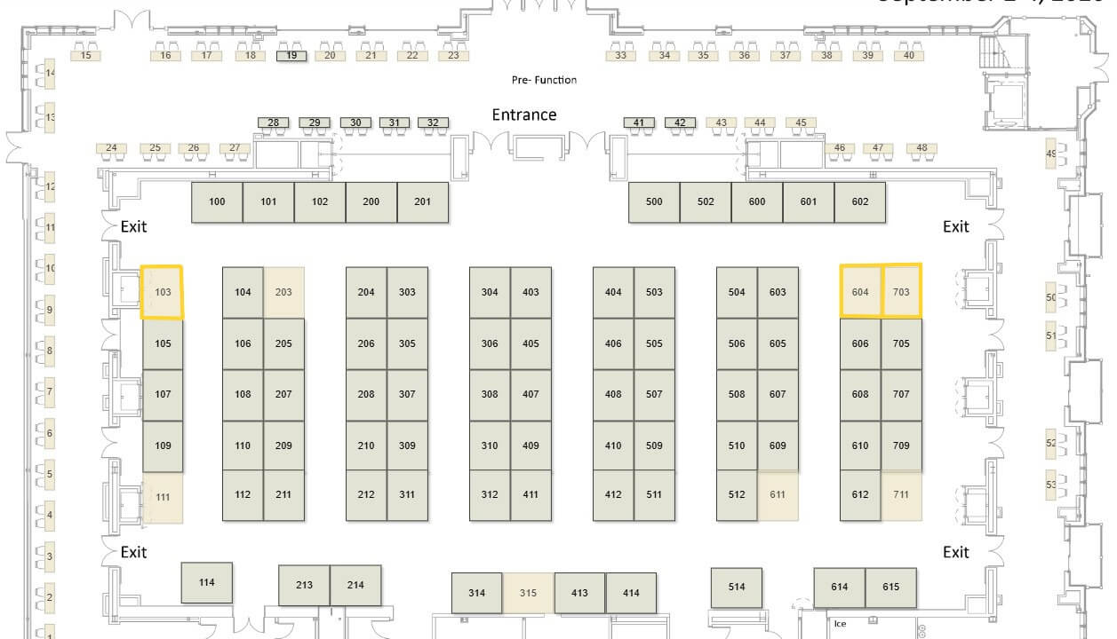 Map Of Booth Spaces for the 2026 CFCA Summit Exhibitor/ Trade Show Hall