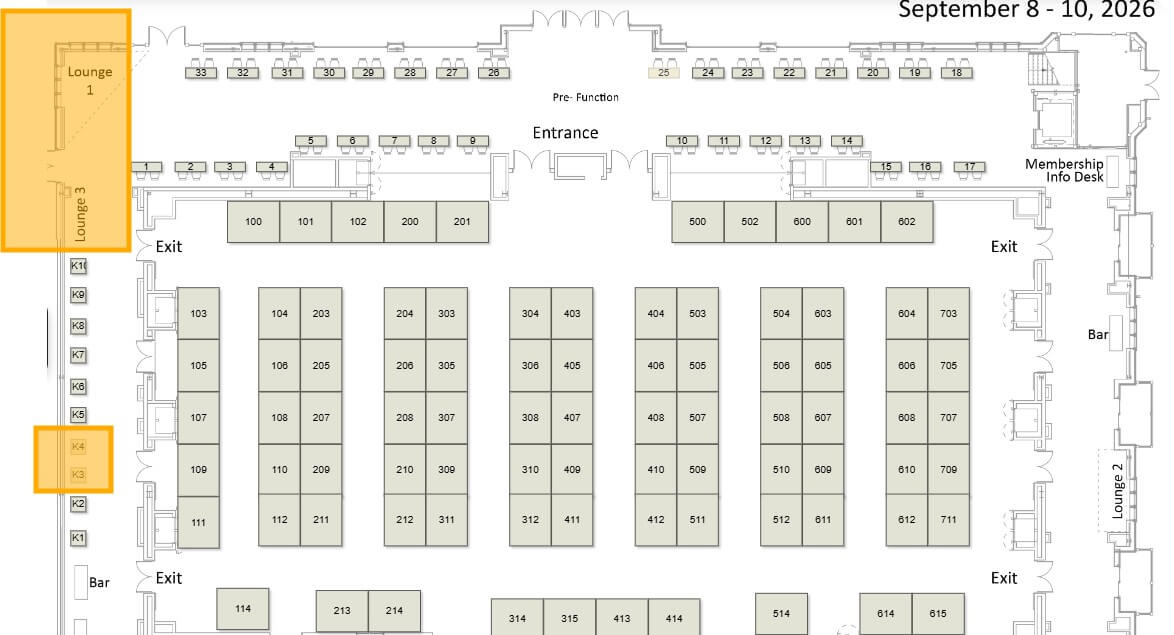 Map Of available exhibitor space in the CFCA Summit Trade Show Pavillion