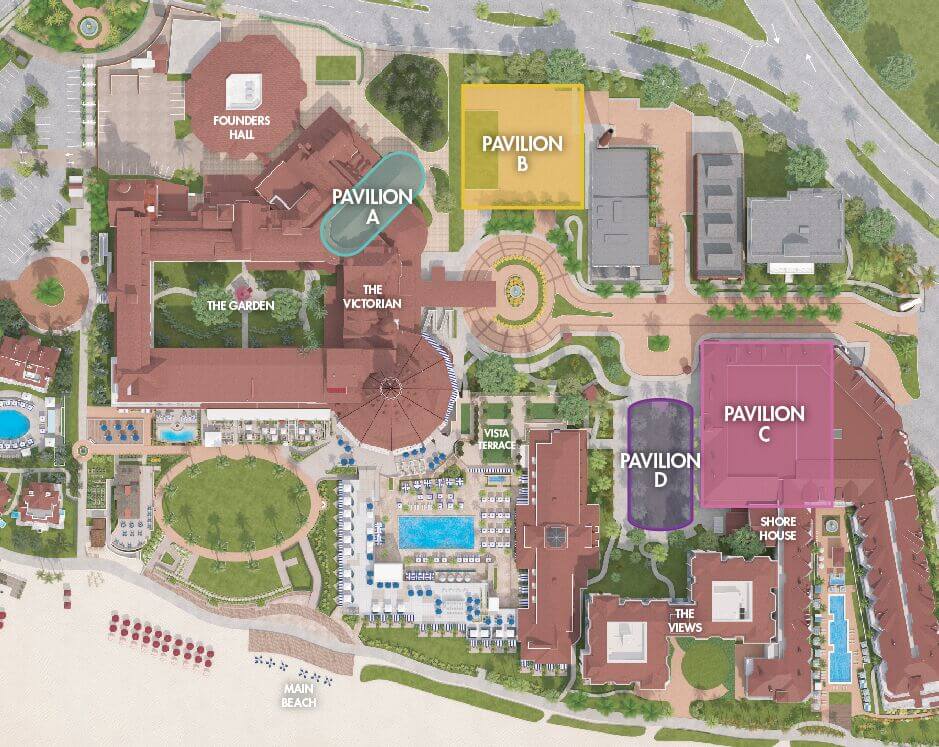 Map of where each pavilion at the summit is