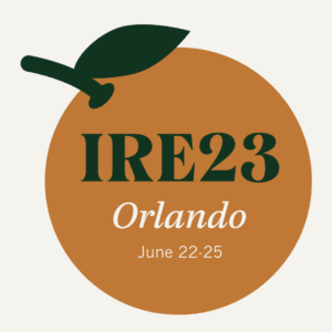 An orange with the text IRE23, June 22-25 and Orlando.