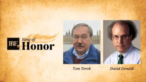 IRE Ring of Honor inductees Tom Torok and David Donald.