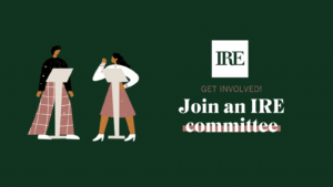 Graphic with two people at podiums.