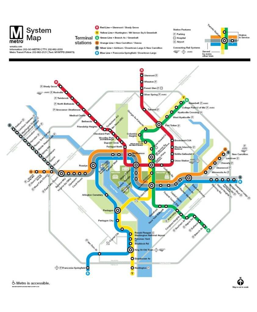 A map of the DC Metro system.