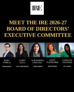 graphic of new IRE board exec committee with headshots