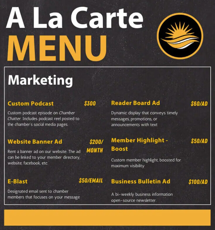 Ala Carte Menu