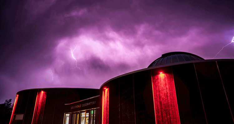 lightening over building