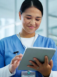 Nurse on tablet