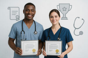 Nurses holding awards