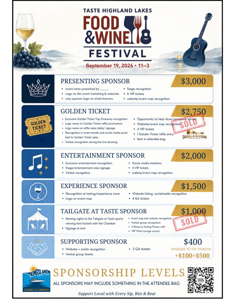 sponsorship levels taste 2026 with links