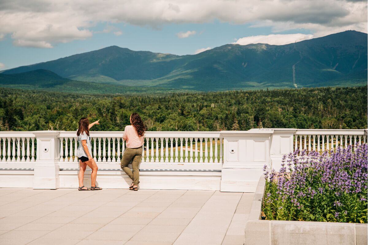 two women looking at mountain vista