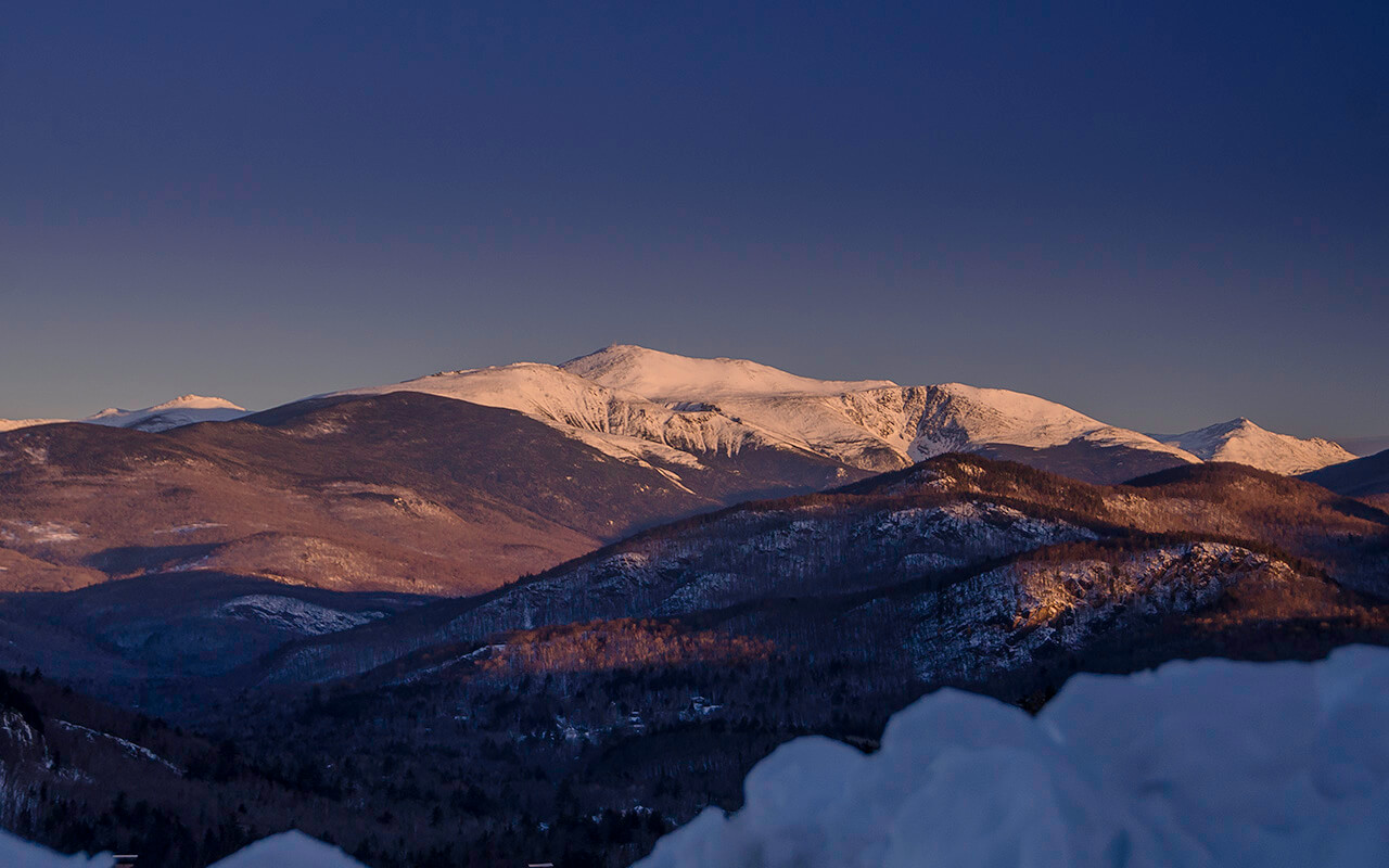 The snow-covered Presidential Range.