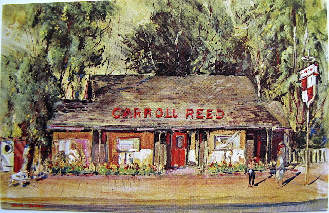 A painting of the Carroll Reed Ski Shop in North Conway
