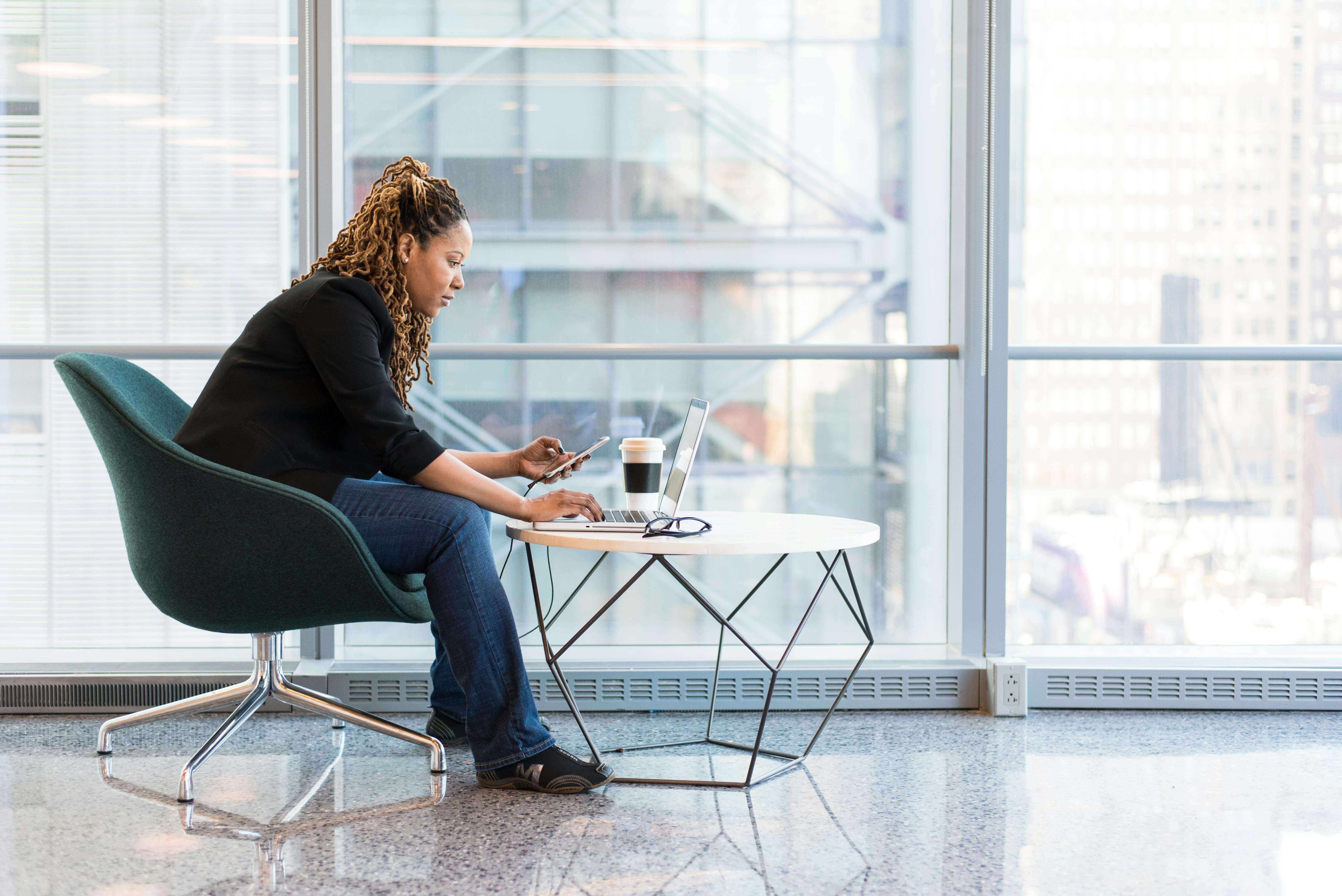 woman working on laptop