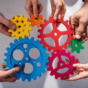 hands holding wheel cogs