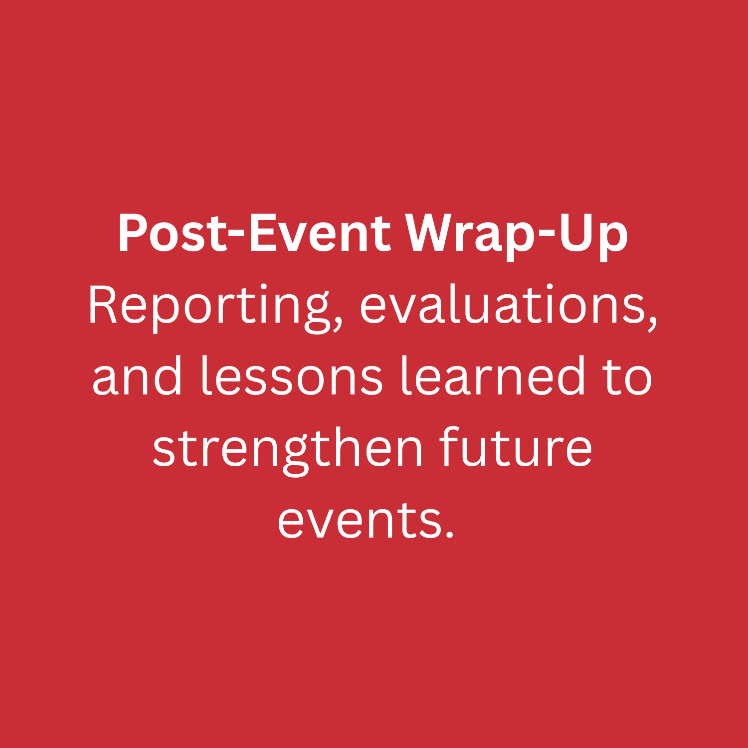 Post Event Wrap-Up