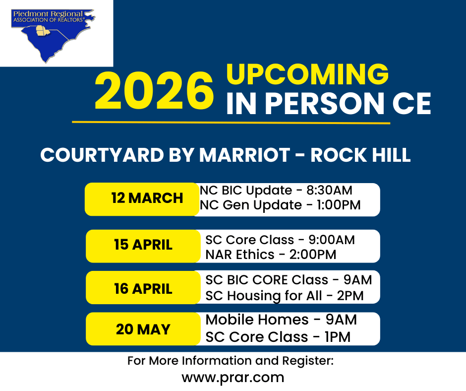 2026 PRAR CE In Person Schedule