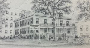 Sketch of first Springfield Chamber office on Walnut