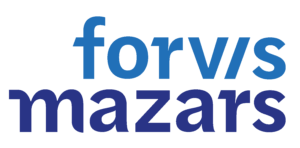 Light blue and dark blue words forvis mazars