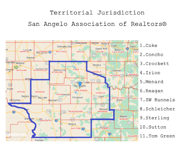 territorial jurisdiction san angelo association of realtors map