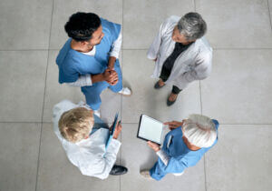 medical professionals talking