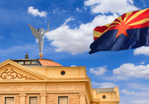 Arizona capitol and flag