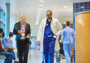 Healthcare team in hallway