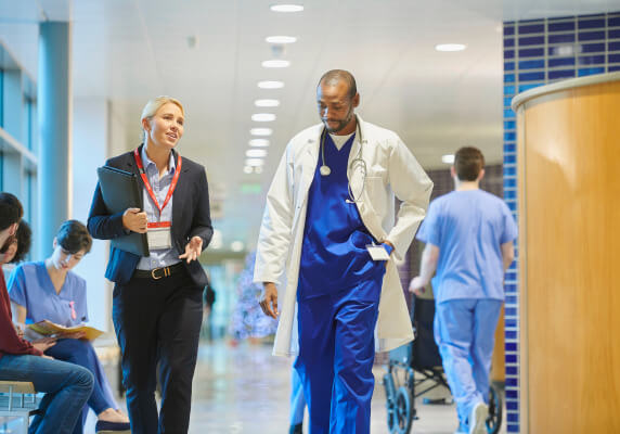 Healthcare team in hallway