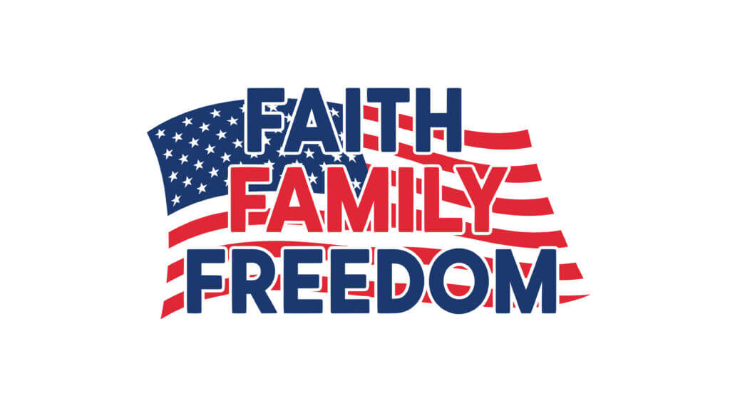 Faith Family Freedom USA Flag Typography