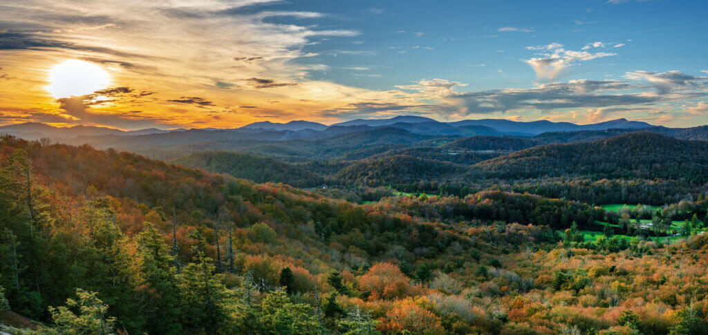 Autumn Sunset at Flat Rock on the Blue Ridge Parkway - NC