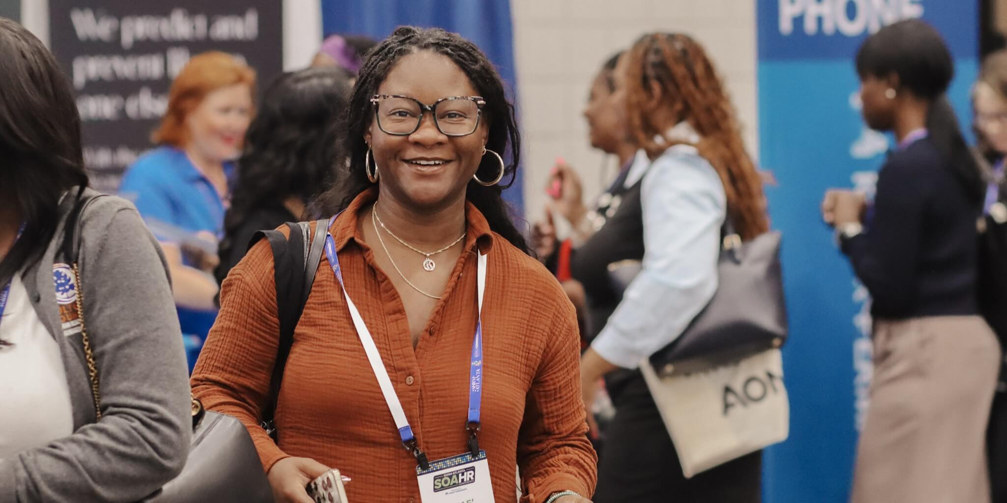 Person in exhibit hall