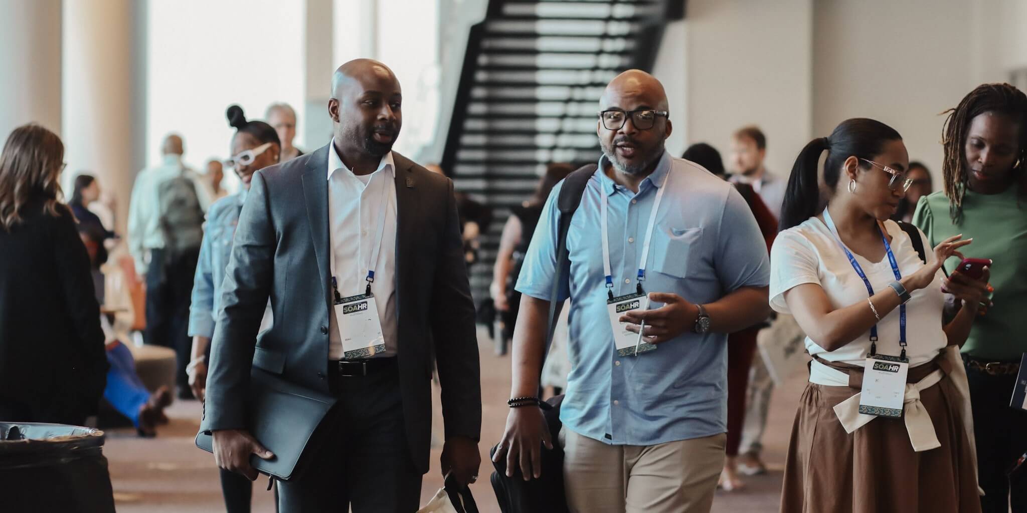 Attendees in the lobby