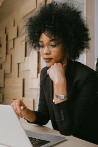 Woman looking at computer