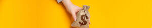 hand holding bag of money