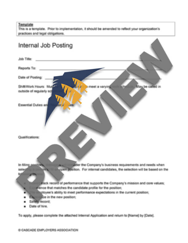 Internal Job Psoting Internal Job Posting Template - Cascade Employers Association