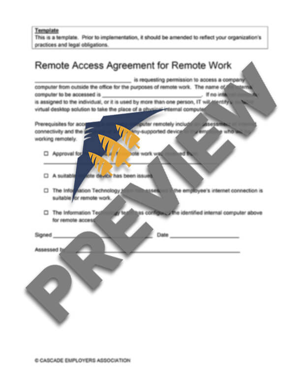 Remote Work Access Agreement - Cascade Employers Association