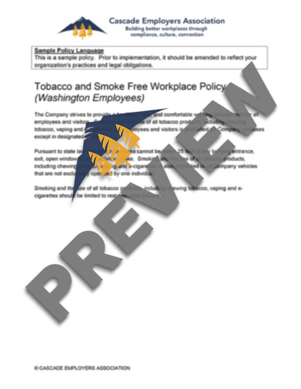 Smoke Free Workplace Policy - Washington