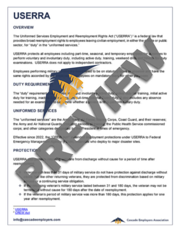 USERRA Guide - Cascade Employers Association