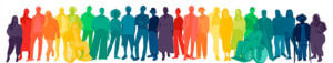 banner of colored silhouettes