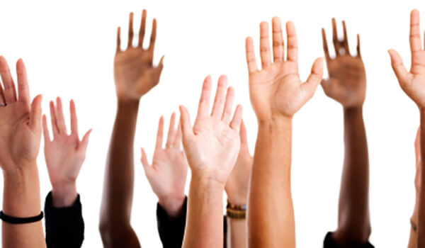 Image of raised hands