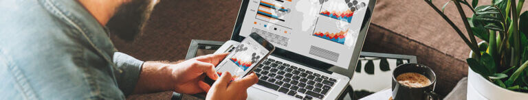 graphs on phone and laptop