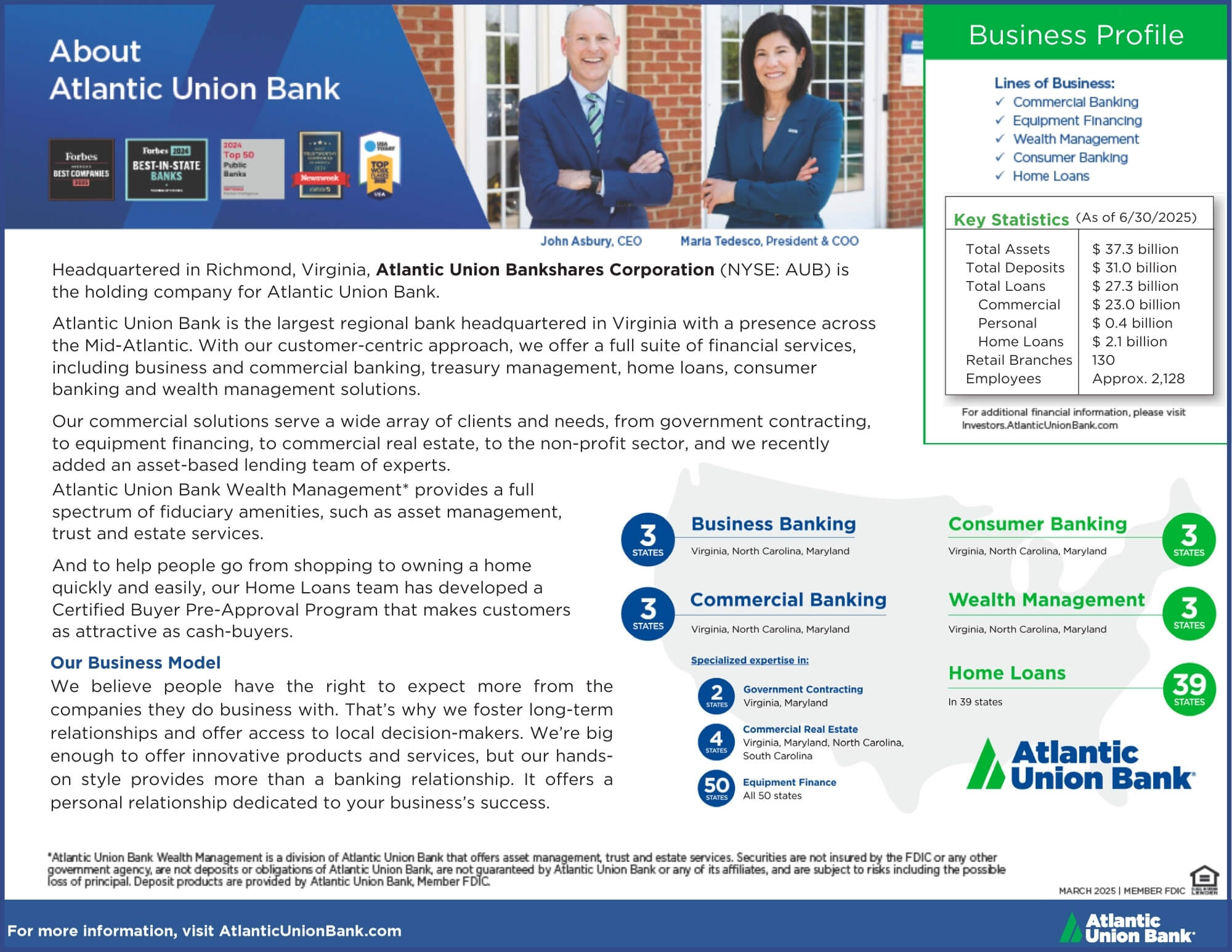 Advertisement for Atlantic Union Bank. Visit atlanticunionbank,com for more information.