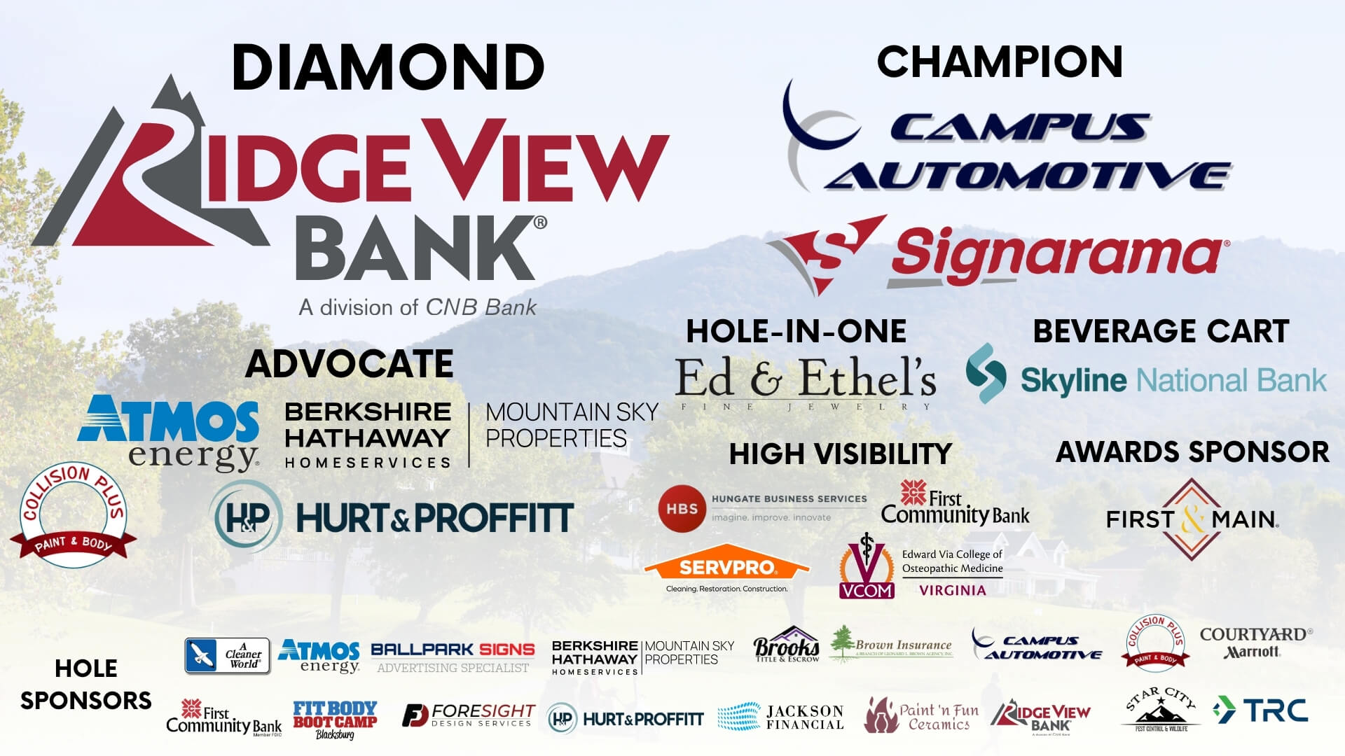 A list of sponsors for the 2025 Chamber Classic Golf Tournament