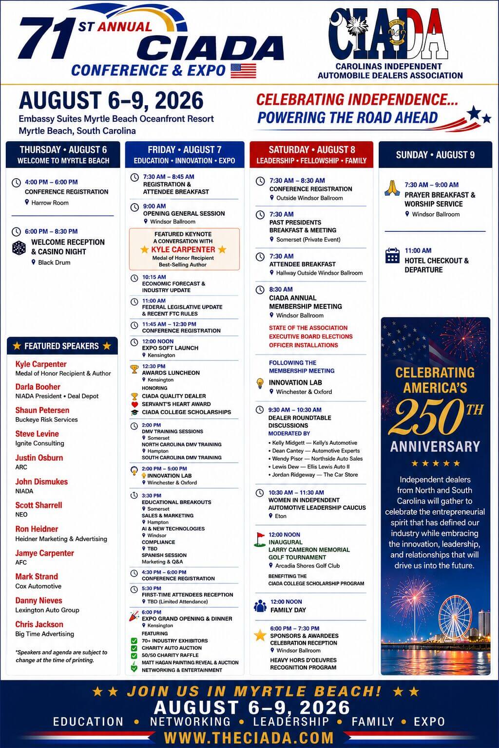 71st CIADA Confernce Agenda 61826 tentative