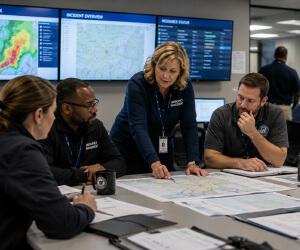 people looking at charts on a table