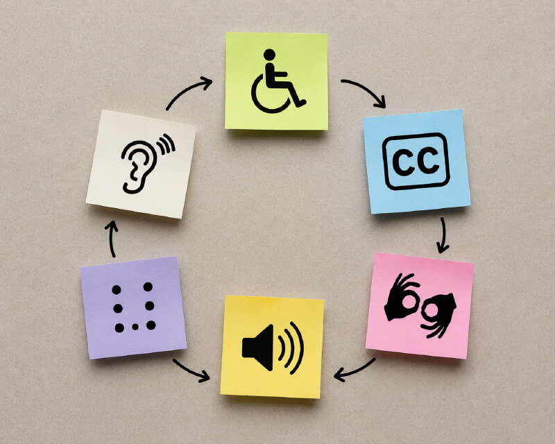 sticky notes with icons for accessibility