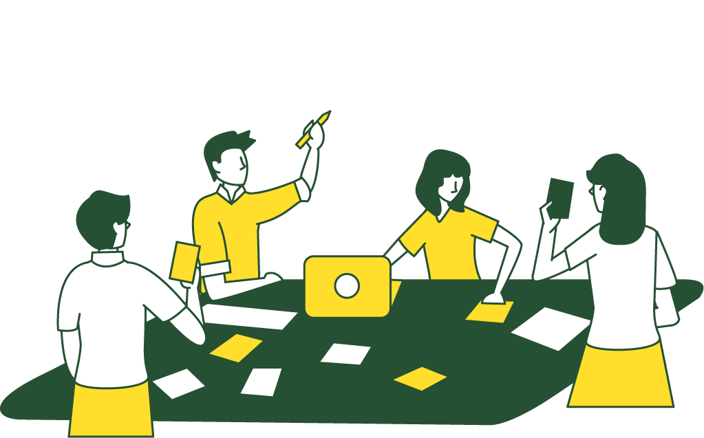 people working around a table