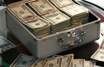 money in suitcase