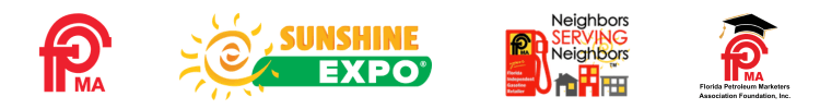 Bottom of the website banner with FPMA SunshineEXPO Neighbors Serving Neighbors and FPMA Foundation, Inc.